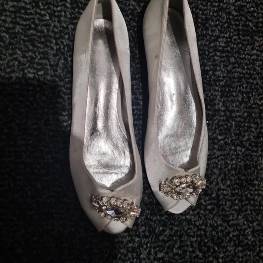 Chic Silver Flats with Embellishments